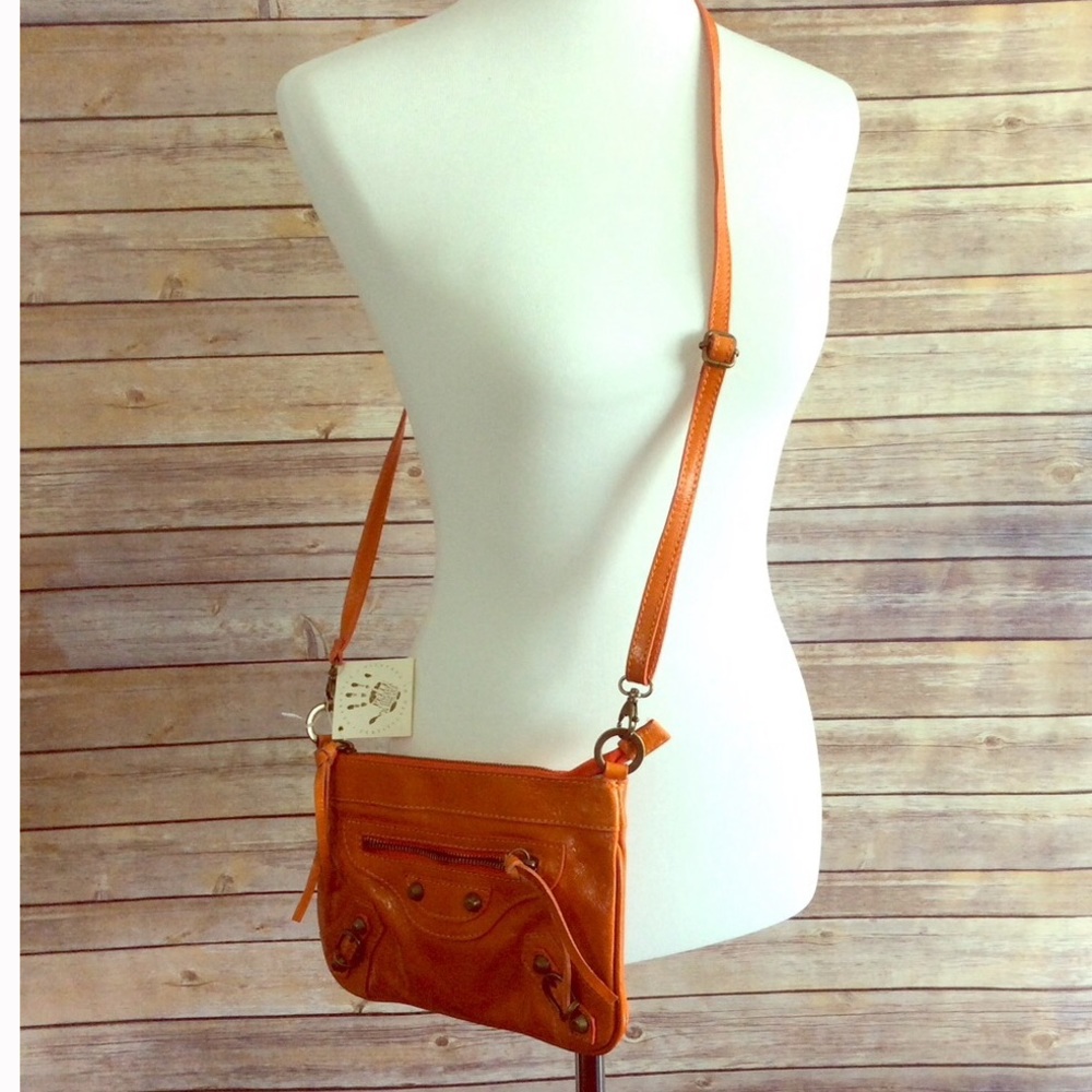 Leather Crossbody Bag Orange NWT